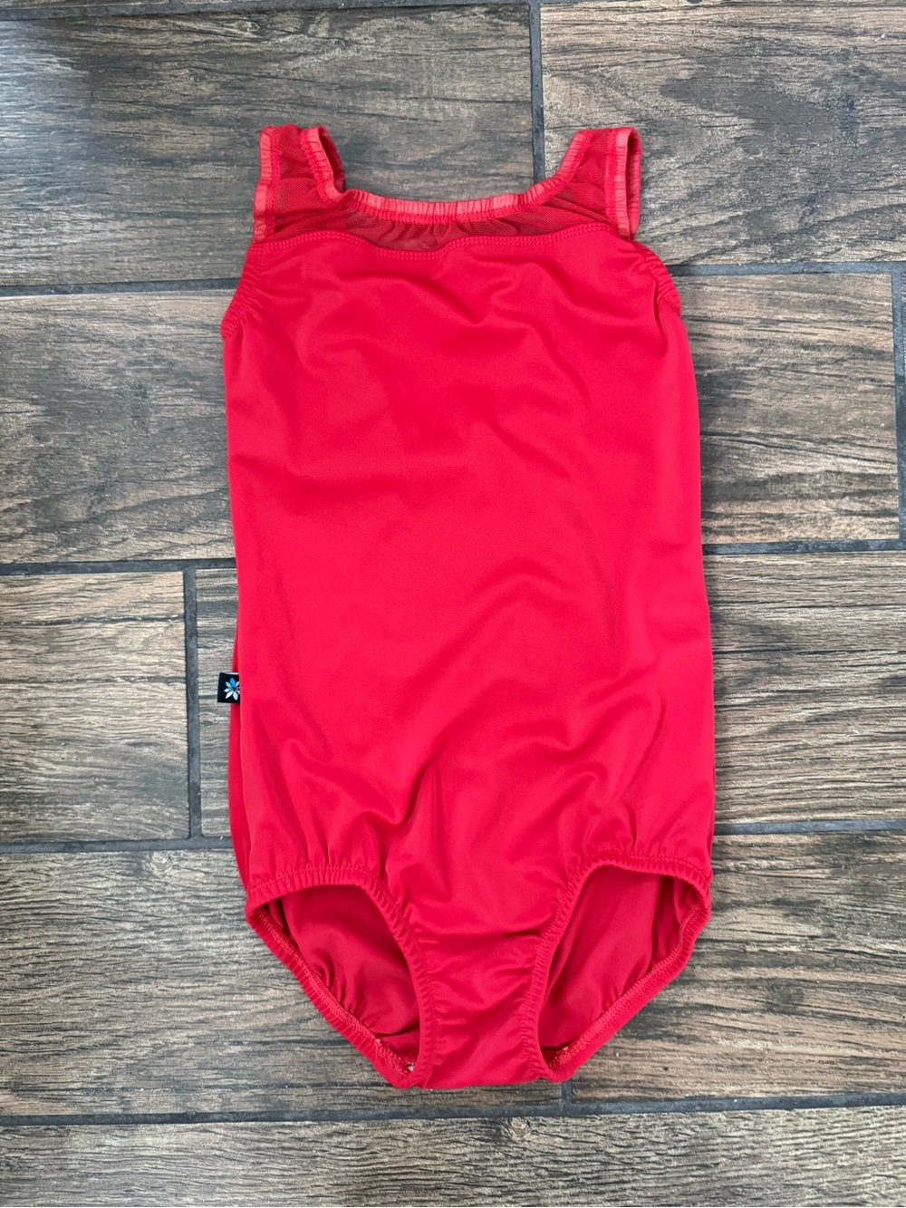 Athleta Girl Red Mesh Trim Gymnastics Dance Leotard Girls XL